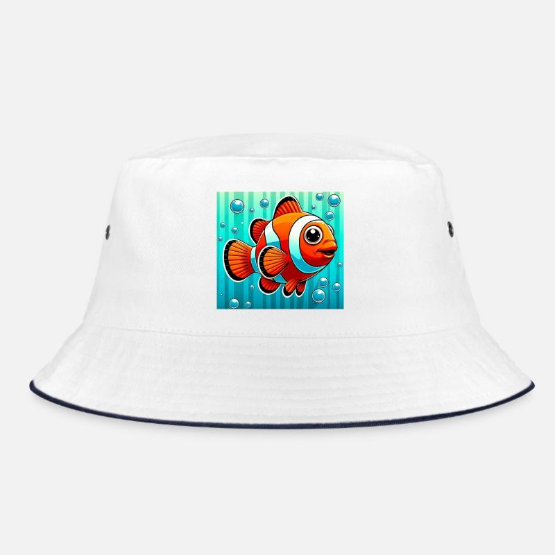 Clownfisch - Bucket Hat - Weiß/Navy