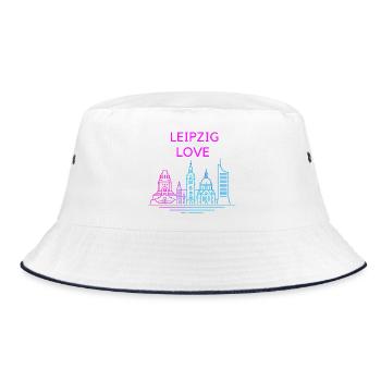 Leipzig Love Skyline Silhouette City Stadt  - Bucket Hat - Weiß/Navy - Vorne