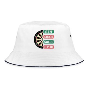 Aim Shoot Wear Repeat Dartboard Style - Bucket Hat - Weiß/Navy - Vorne