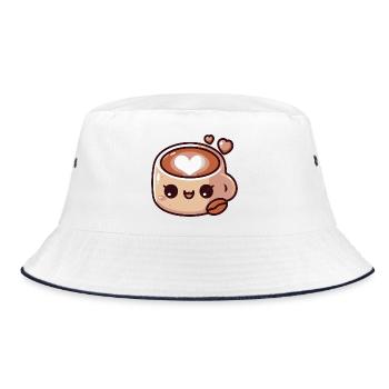 Tasse latte cœur mignon cartoon - Bob - blanc/marine - Devant