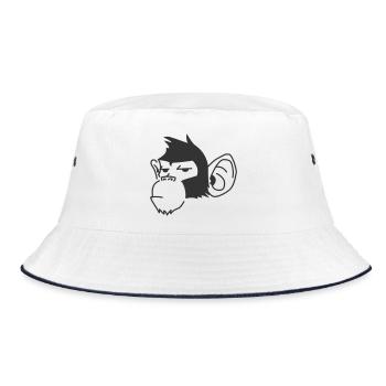 Urban Affe – Streetart Graffiti Primat - Bucket Hat - Weiß/Navy - Vorne