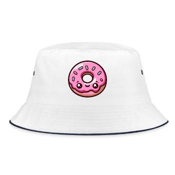 Pastel pink kawaii donut - Bucket Hat - white/navy - Front