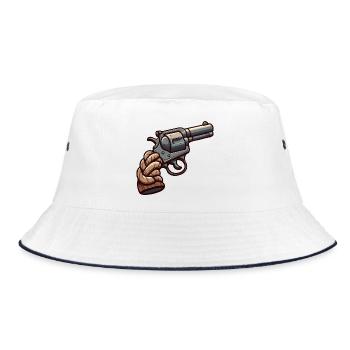 Cartoon Seil Revolver - Bucket Hat - Weiß/Navy - Vorne