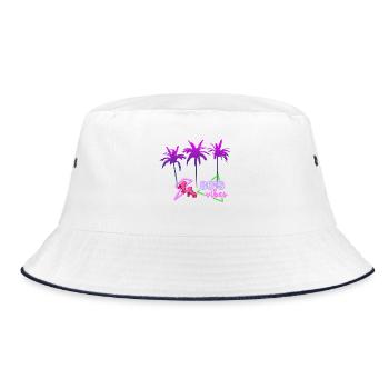 Neon 80er Palmen Neon Skates - Bucket Hat - Weiß/Navy - Vorne