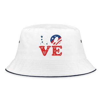 LOVE Tricolor Stars and Hearts - Bucket Hat - white/navy - Front