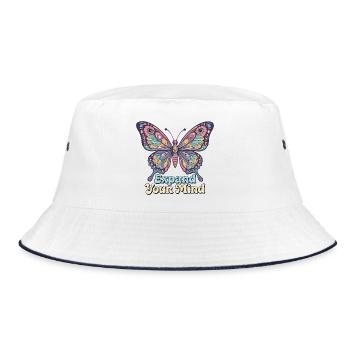 Psychedelic Retro – Expand Your Mind - Bucket Hat - white/navy - Front