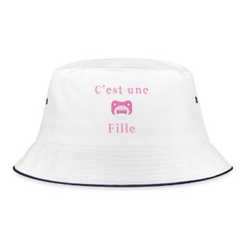 Geburt - es ist ein Mädchen - Bucket Hat - Weiß/Navy - Vorne