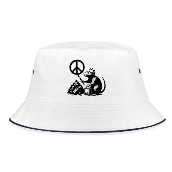 Ratte fordert Frieden - Bucket Hat - Weiß/Navy - Vorne