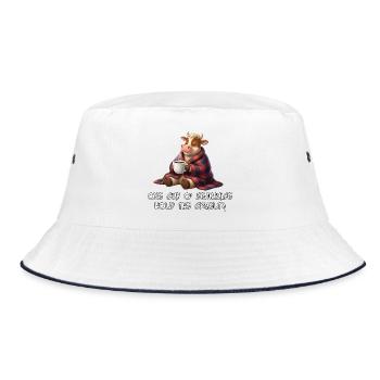 Eine Tasse Kaffee, keine Tierquälerei - Bucket Hat - Weiß/Navy - Vorne