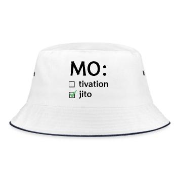 Motivation oder Mojito - Bucket Hat - Weiß/Navy - Vorne