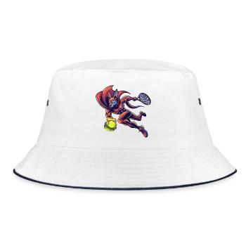 Tennis Kangaroo Superhero In Action Smash - Bucket Hat - white/navy - Front