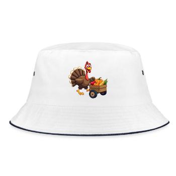 Thanksgiving Funny Thanksgiving Turkey - Bucket Hat - white/navy - Front