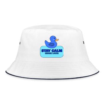 Bleib ruhig, quakt später – Blue Duck Design - Bucket Hat - Weiß/Navy - Vorne