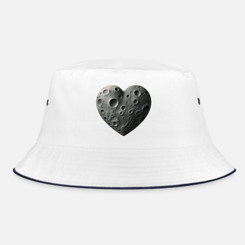 MOON LOVER - peace & love - Bucket Hat - white/navy