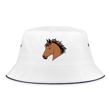 Cheval Chevaux Tête de cheval T-shirt Cadeau Cavalier - Bob - blanc/marine - Devant