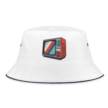 Retro TV Stripes Vintage Pattern - Bucket Hat - white/navy - Front