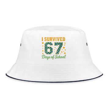 Surviving 67 days of school - Bucket Hat - white/navy - Front