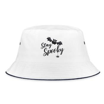 Stay Spooky Fledermaus - Bucket Hat - Weiß/Navy - Vorne