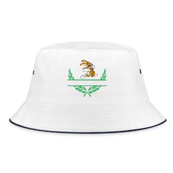Rabbit Laurel Wreath with Namespace - Bucket Hat - white/navy - Front