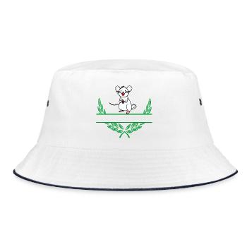 Mouse Laurel Wreath with Namespace - Bucket Hat - white/navy - Front