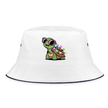 Lichtschein Turtle with sunglasses - Bucket Hat - white/navy - Front