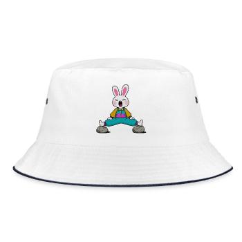 Rabbit in Zen Yoga Position - Bucket Hat - white/navy - Front