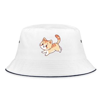 Happy Kitten Illustration - Bucket Hat - white/navy - Front
