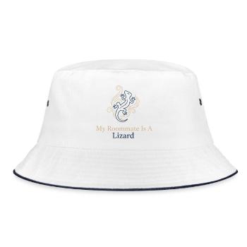 Mein Mitbewohner ist eine Echse - Bucket Hat - Weiß/Navy - Vorne