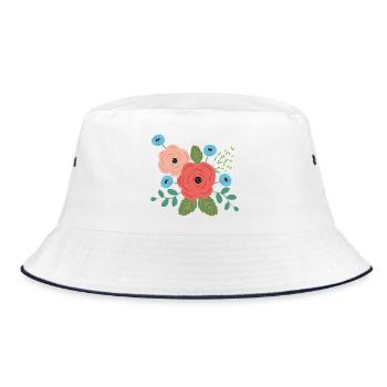 Bouquet de fleurs aux roses pastel design floral vintage - Bob - blanc/marine - Devant