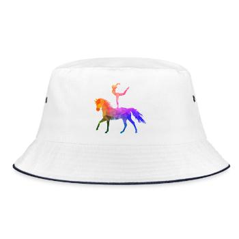 Vaulting Acrobatics Equestrian Riding Horse Colorful - Bucket Hat - white/navy - Front