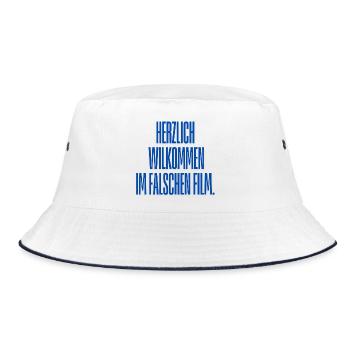 Herzlich Willkommen Im Falschen Film - Bucket Hat - Weiß/Navy - Vorne