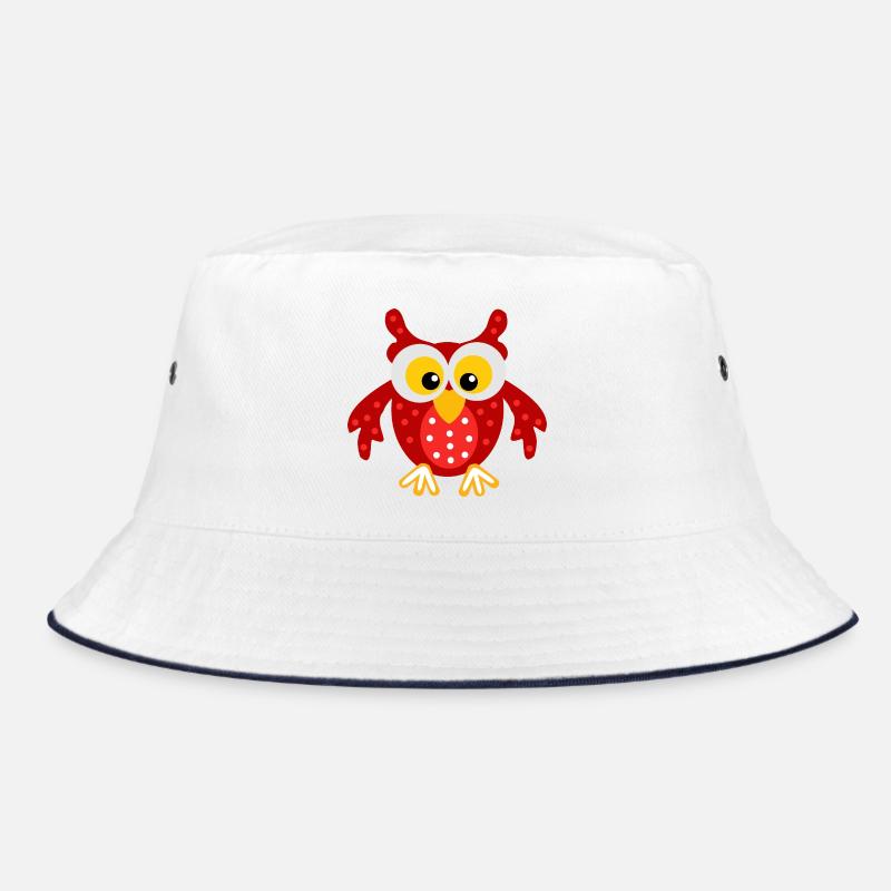 Red Owl with Dots Bucket Hat