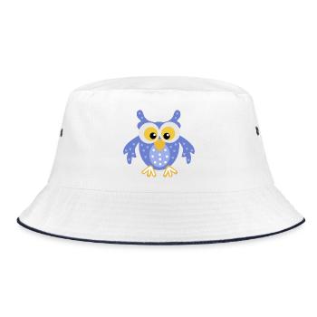 Lustige Eule in Blau - Bucket Hat - Weiß/Navy - Vorne