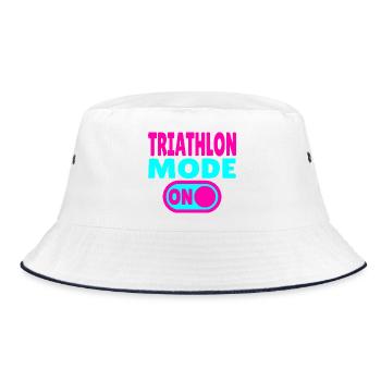 Triathlon Mode ON - Schwimmen Radfahren Rennen - Bucket Hat - Weiß/Navy - Vorne