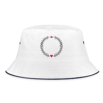 Wreath laurel wreath with heart and crown - Bucket Hat - white/navy - Front
