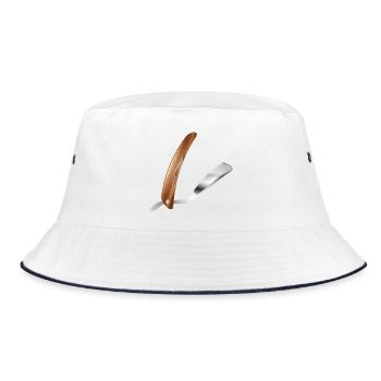 Classic Barber Straight Razor in Retro Style - Bucket Hat - white/navy - Front