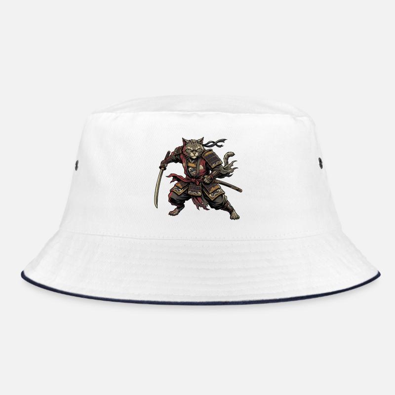 Cat Samurai Warrior Bucket Hat