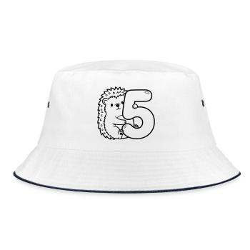 Hedgehog with number 5 cartoon illustration - Bucket Hat - white/navy - Front