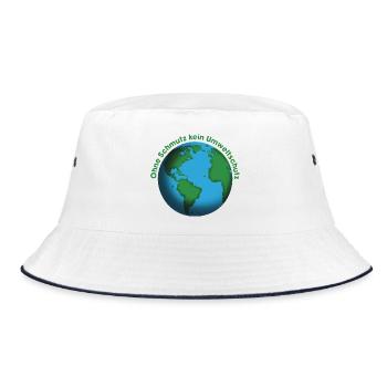 Ohne Schutz kein Umweltschutz  - Bucket Hat - Weiß/Navy - Vorne