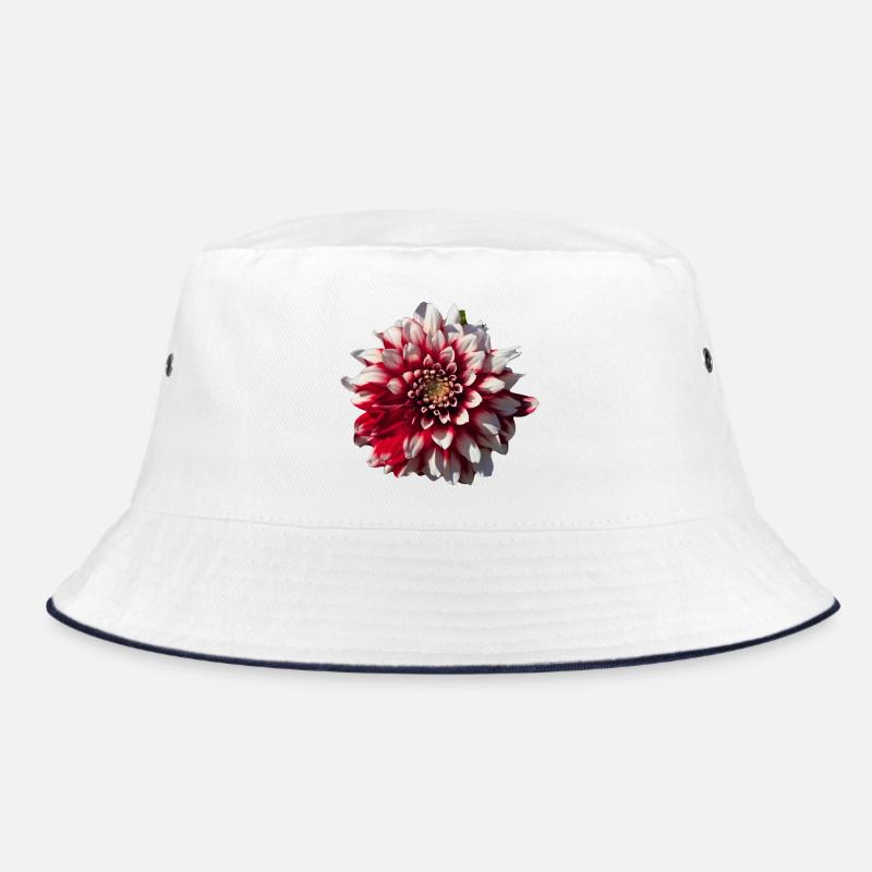 Rotweiße Dahlie Bucket Hat
