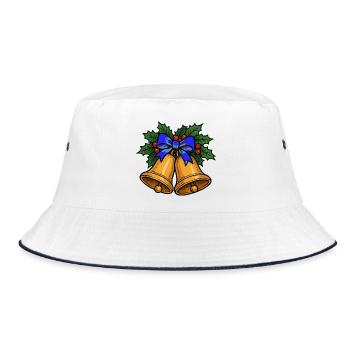 Weihnachtsglocken mit blauem Band - Bucket Hat - Weiß/Navy - Vorne
