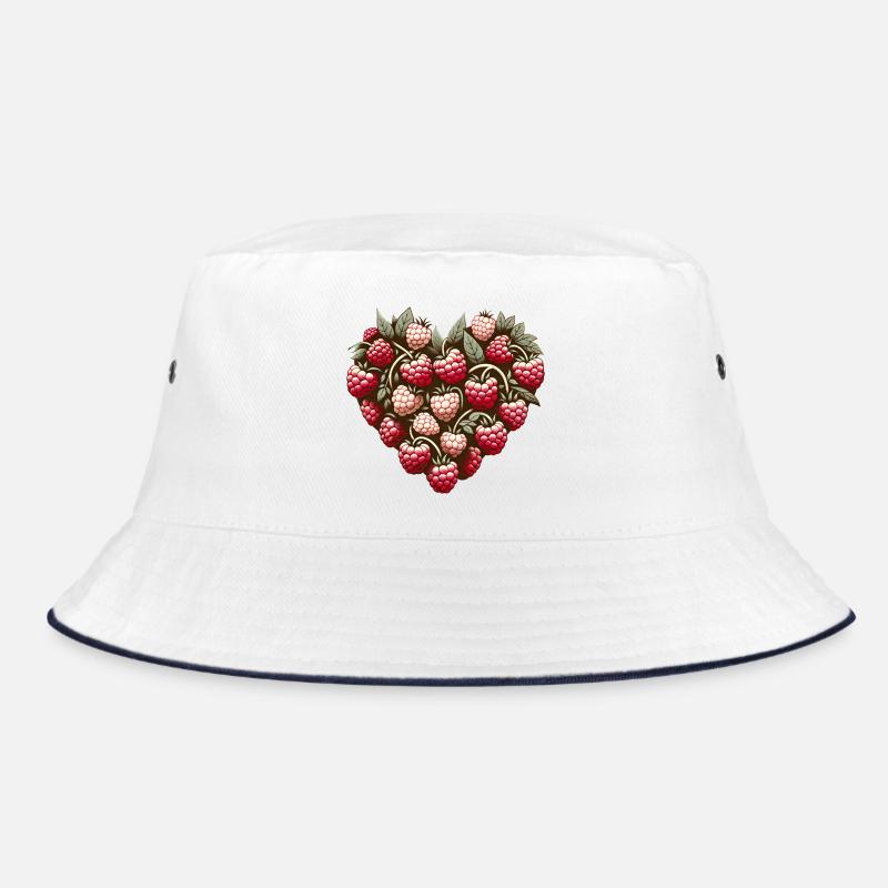 Raspberry Heart Pattern Bucket Hat