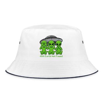 404 Earth Not Found Alien Shirt – Funny UFO Design - Bucket Hat - Weiß/Navy - Vorne
