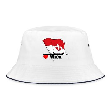 Wiener Flagge mit Herz - Bucket Hat - Weiß/Navy - Vorne