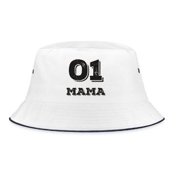 01 Mama  - Bucket Hat - Weiß/Navy - Vorne