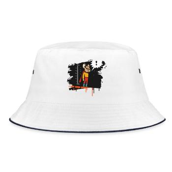 Superhero mouse in the rain on roof in grunge style - Bucket Hat - white/navy - Front