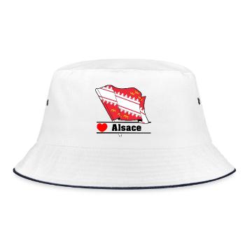 Alsace flag + heart + text "Alsace" - Bucket Hat - white/navy - Front