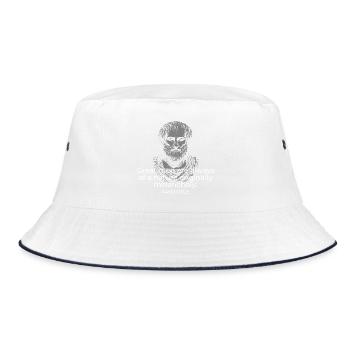 Klassisches Aristoteles-Zitat über Melancholie - Bucket Hat - Weiß/Navy - Vorne