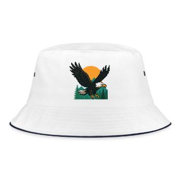 Eagle Pixel – Sunset in the mountains - Bucket Hat - white/navy - Front