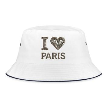 Paris – Urbane Eleganz - Bucket Hat - Weiß/Navy - Vorne